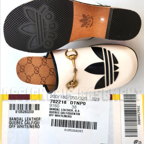 GUCCI x Adidas 38EU- 8US white Leather Trefoil logo GG platform Mule Clogs shoes - Picture 7 of 14